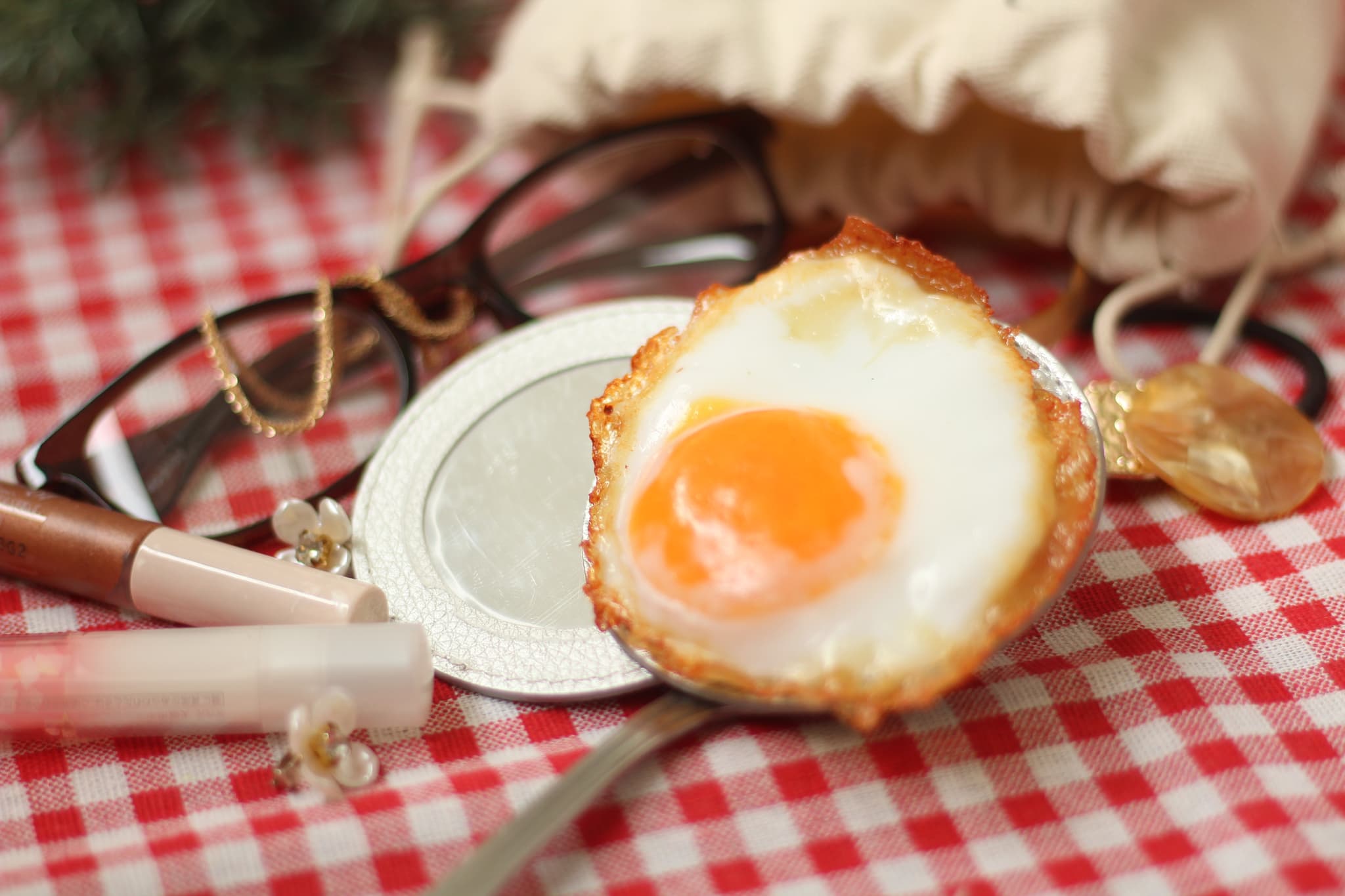 【ネジ式カラビナ付：スライド式ミラー大】目玉焼き(大） | 4枚目